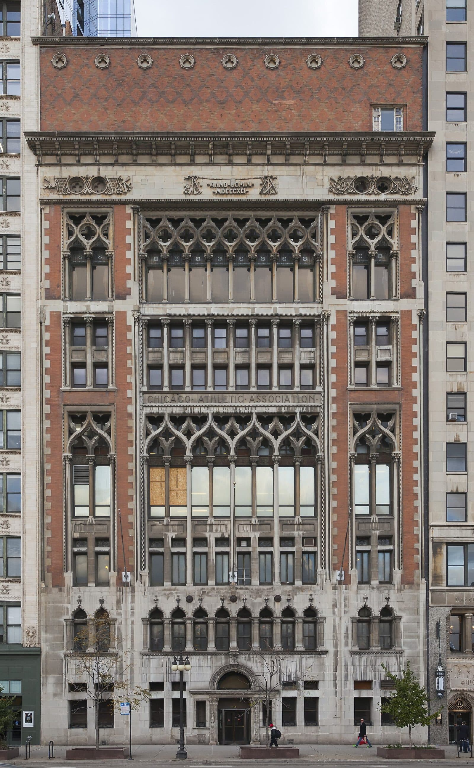 The Venetian Gothic facade of the Chicago Athletic Association on Michigan Avenue